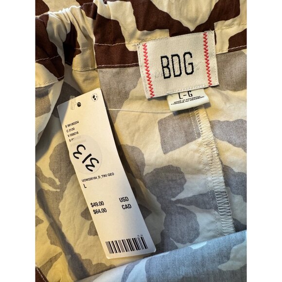 BDG Urban Outfitters Size Large Dress NWT $49 Brown White Pockets - Picture 5 of 13